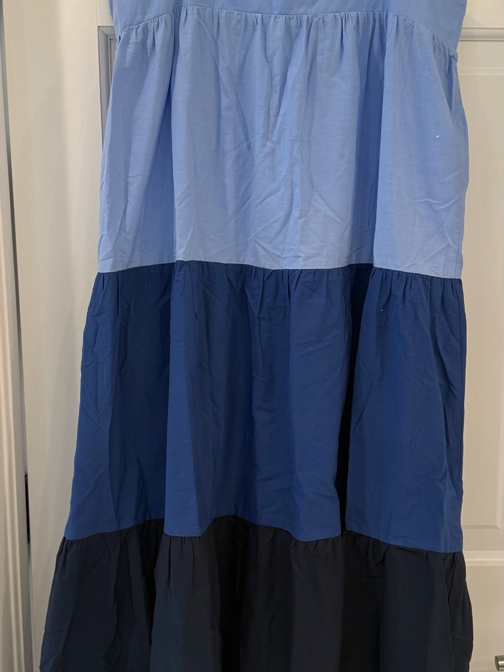 Zara Blue Tiered Colorblock Maxi Dress